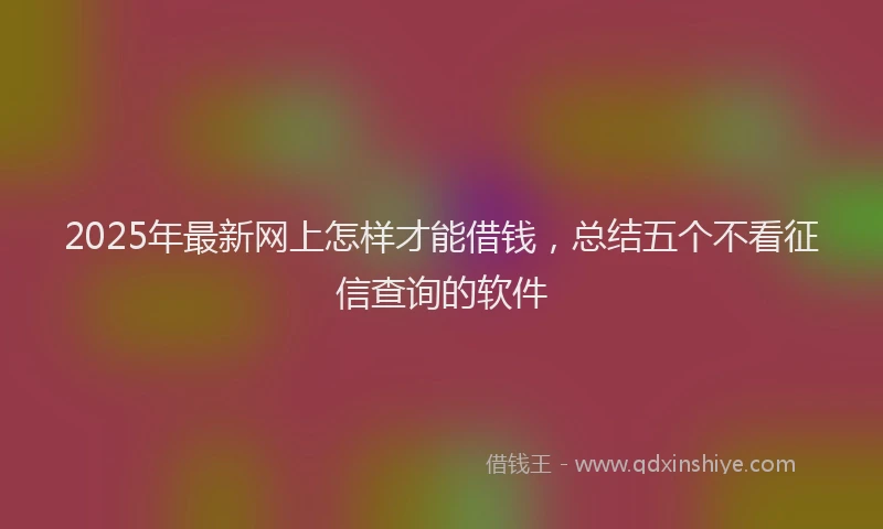 2025年最新网上怎样才能借钱，总结五个不看征信查询的软件