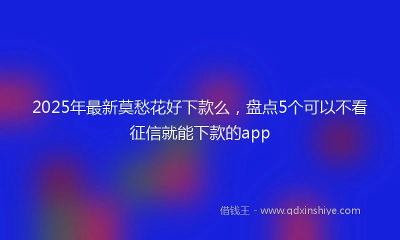 2025年最新莫愁花好下款么，盘点5个可以不看征信就能下款的app