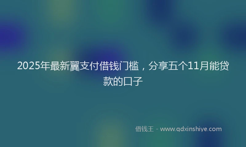 2025年最新翼支付借钱门槛，分享五个11月能贷款的口子