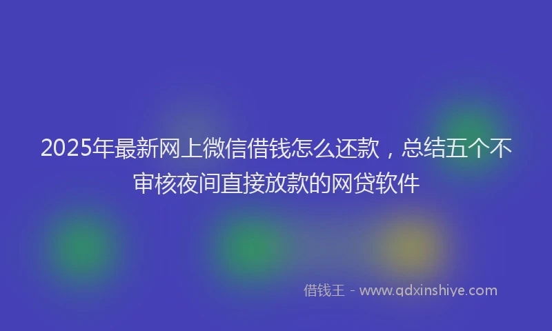 2025年最新网上微信借钱怎么还款，总结五个不审核夜间直接放款的网贷软件