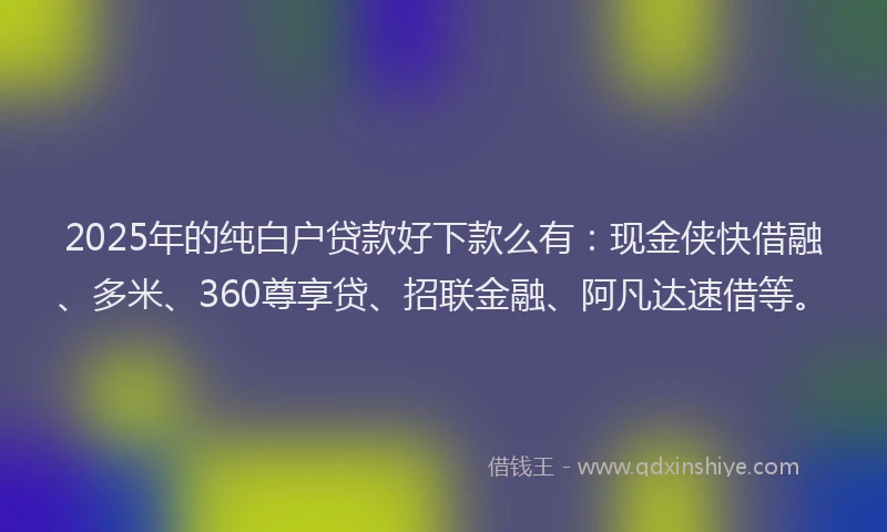 2025年的纯白户贷款好下款么有：现金侠快借融、多米、360尊享贷、招联金融、阿凡达速借等。