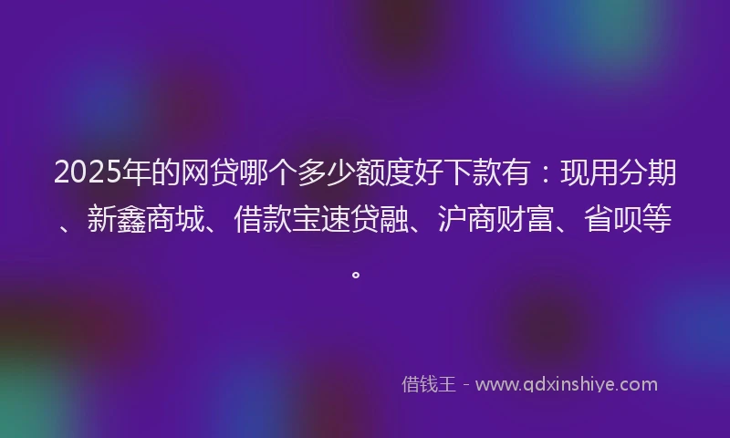 2025年的网贷哪个多少额度好下款有：现用分期、新鑫商城、借款宝速贷融、沪商财富、省呗等。