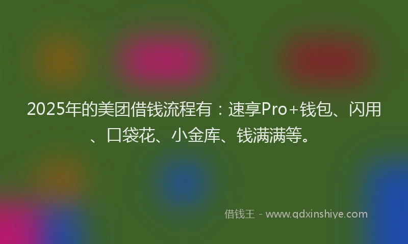 2025年的美团借钱流程有：速享Pro+钱包、闪用、口袋花、小金库、钱满满等。