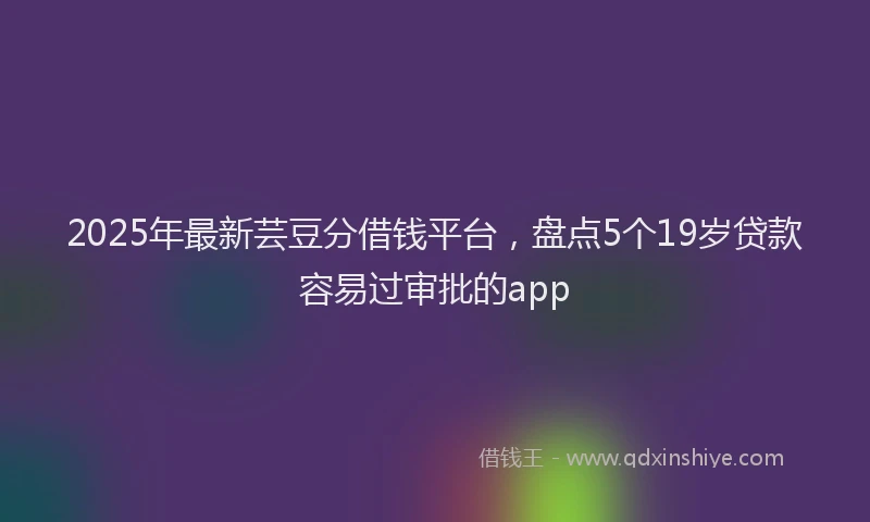 2025年最新芸豆分借钱平台，盘点5个19岁贷款容易过审批的app