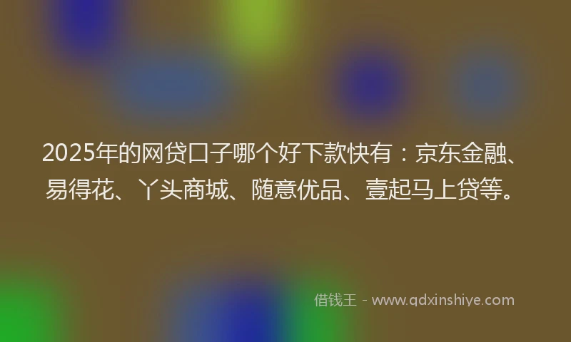 2025年的网贷口子哪个好下款快有：京东金融、易得花、丫头商城、随意优品、壹起马上贷等。