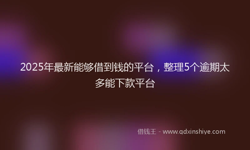 2025年最新能够借到钱的平台，整理5个逾期太多能下款平台
