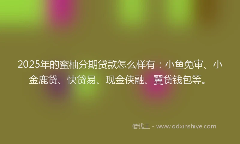 2025年的蜜柚分期贷款怎么样有：小鱼免审、小金鹿贷、快贷易、现金侠融、翼贷钱包等。