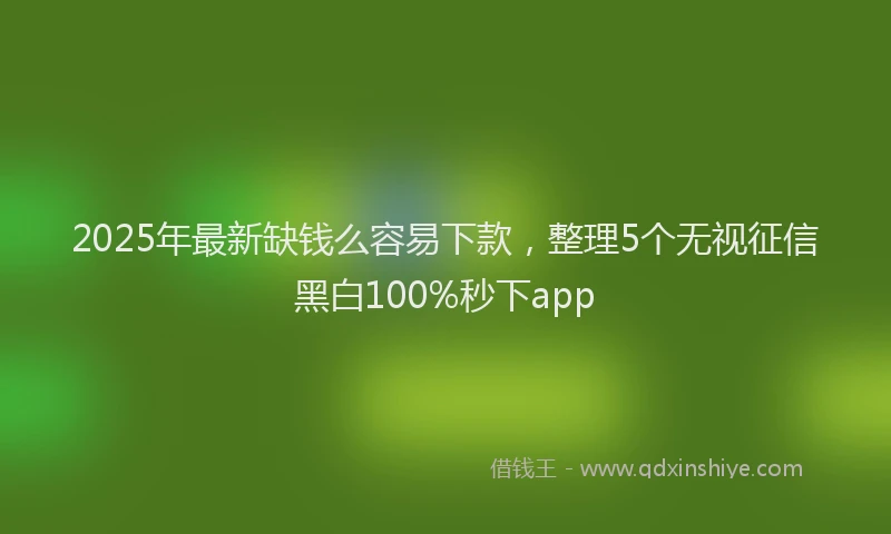 2025年最新缺钱么容易下款，整理5个无视征信黑白100%秒下app