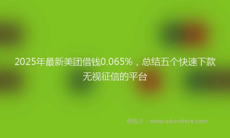 2025年最新美团借钱0.065%，总结五个快速下款无视征信的平台