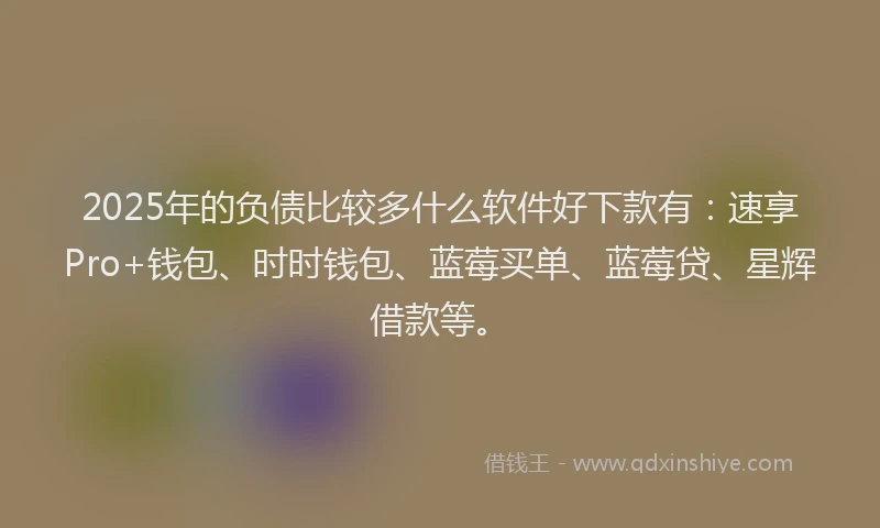 2025年的负债比较多什么软件好下款有：速享Pro+钱包、时时钱包、蓝莓买单、蓝莓贷、星辉借款等。