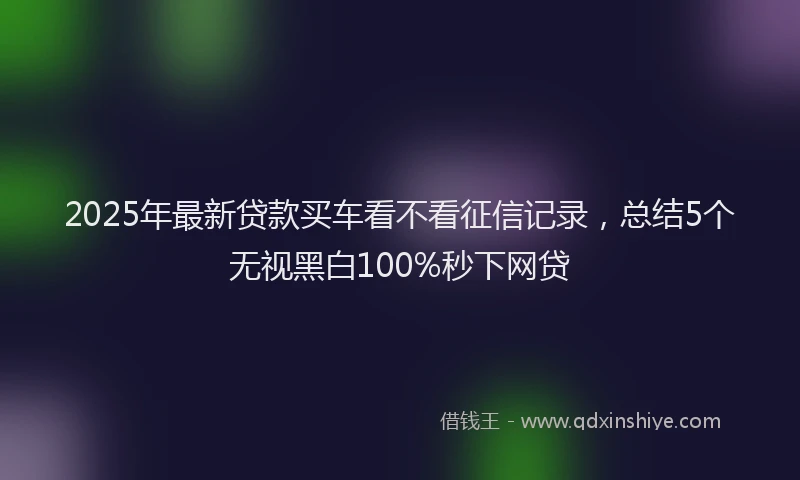 2025年最新贷款买车看不看征信记录，总结5个无视黑白100%秒下网贷