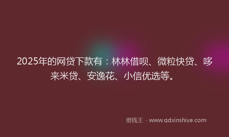 2025年的网贷下款有：林林借呗、微粒快贷、哆来米贷、安逸花、小信优选等。