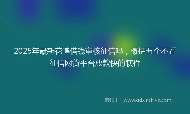 2025年最新花鸭借钱审核征信吗，概括五个不看征信网贷平台放款快的软件