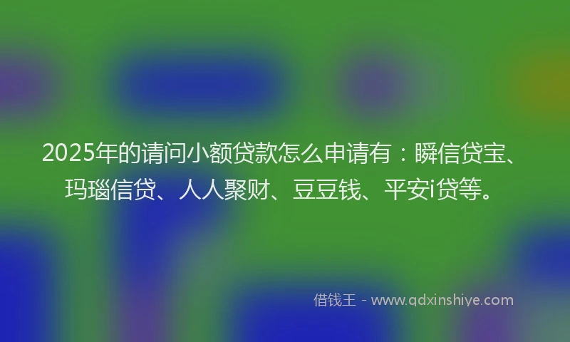 2025年的请问小额贷款怎么申请有：瞬信贷宝、玛瑙信贷、人人聚财、豆豆钱、平安i贷等。