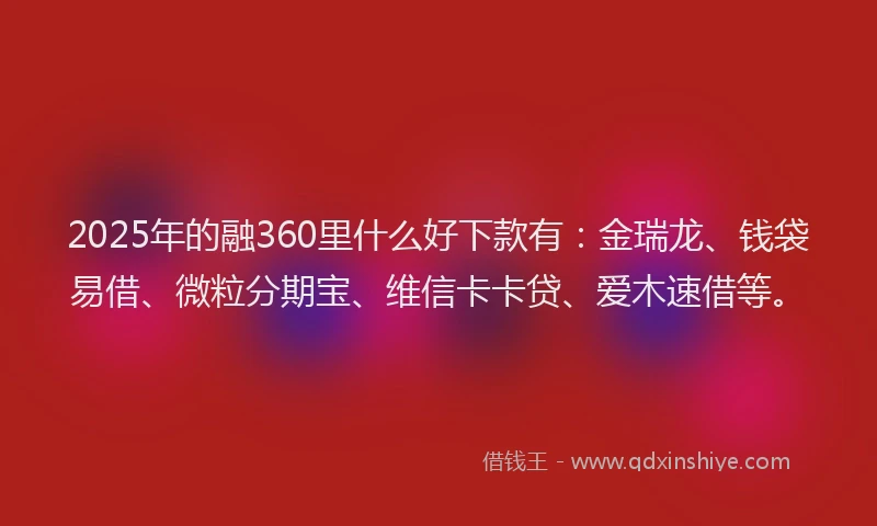 2025年的融360里什么好下款有：金瑞龙、钱袋易借、微粒分期宝、维信卡卡贷、爱木速借等。