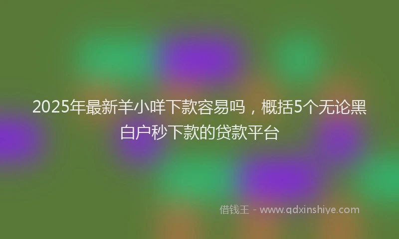 2025年最新羊小咩下款容易吗，概括5个无论黑白户秒下款的贷款平台