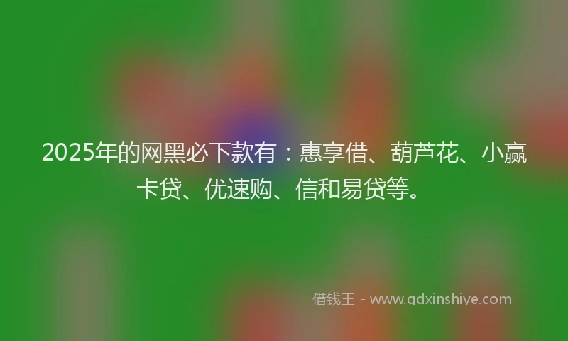 2025年的网黑必下款有：惠享借、葫芦花、小赢卡贷、优速购、信和易贷等。