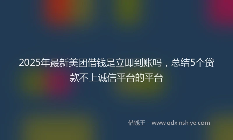 2025年最新美团借钱是立即到账吗，总结5个贷款不上诚信平台的平台