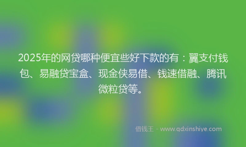 2025年的网贷哪种便宜些好下款的有：翼支付钱包、易融贷宝盒、现金侠易借、钱速借融、腾讯微粒贷等。