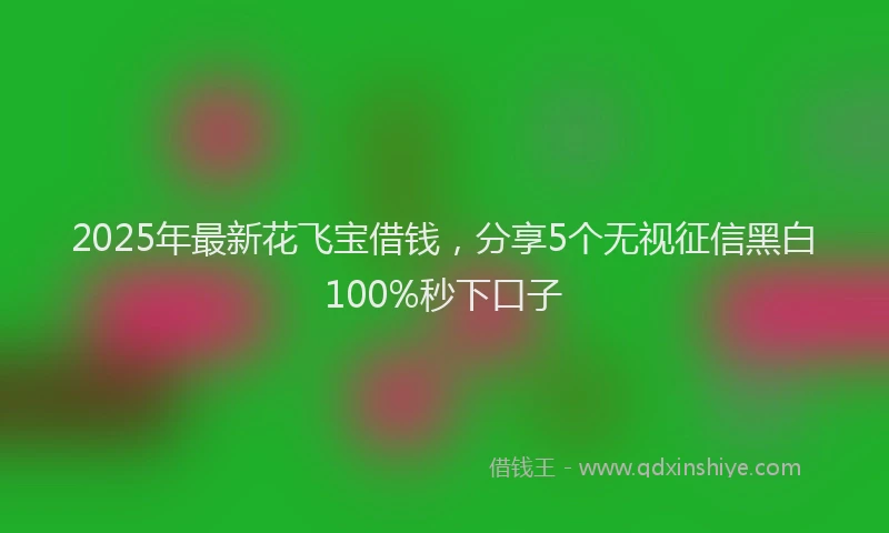 2025年最新花飞宝借钱，分享5个无视征信黑白100%秒下口子