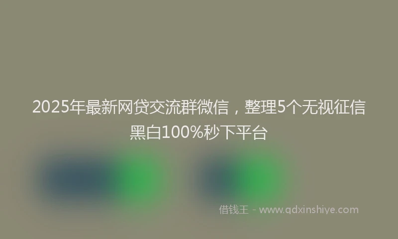 2025年最新网贷交流群微信，整理5个无视征信黑白100%秒下平台