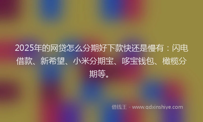 2025年的网贷怎么分期好下款快还是慢有：闪电借款、新希望、小米分期宝、哆宝钱包、橄榄分期等。
