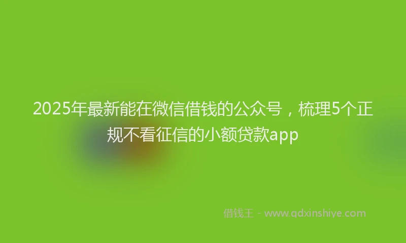 2025年最新能在微信借钱的公众号，梳理5个正规不看征信的小额贷款app