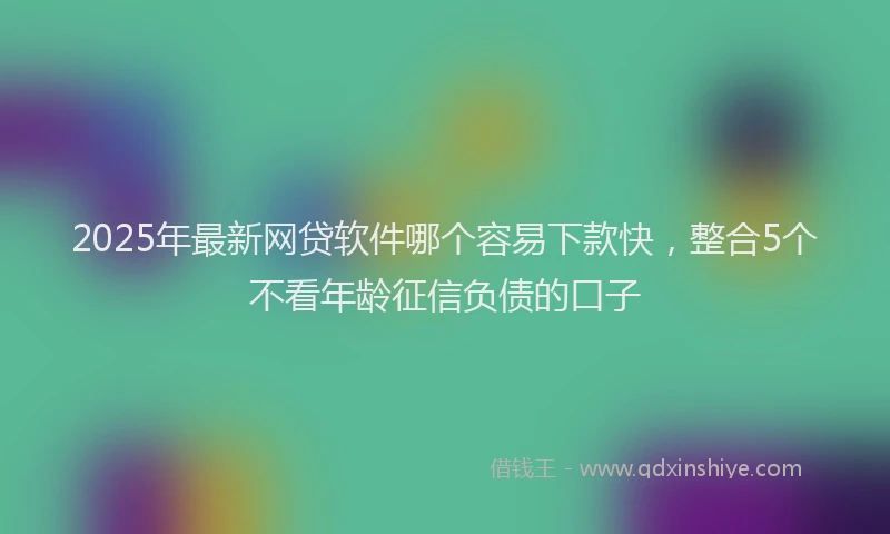 2025年最新网贷软件哪个容易下款快，整合5个不看年龄征信负债的口子