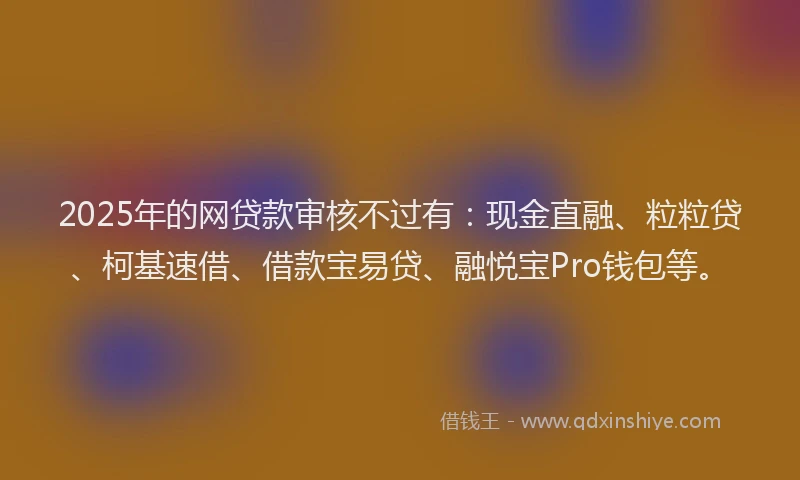 2025年的网贷款审核不过有：现金直融、粒粒贷、柯基速借、借款宝易贷、融悦宝Pro钱包等。