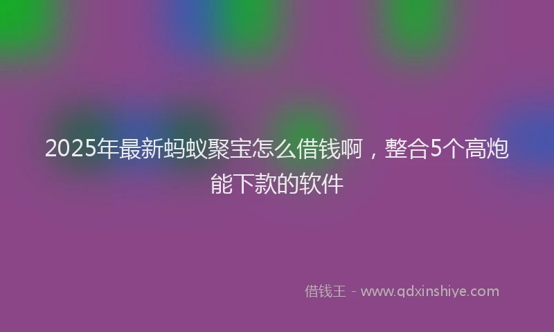 2025年最新蚂蚁聚宝怎么借钱啊,整合5个高炮能下款的软件