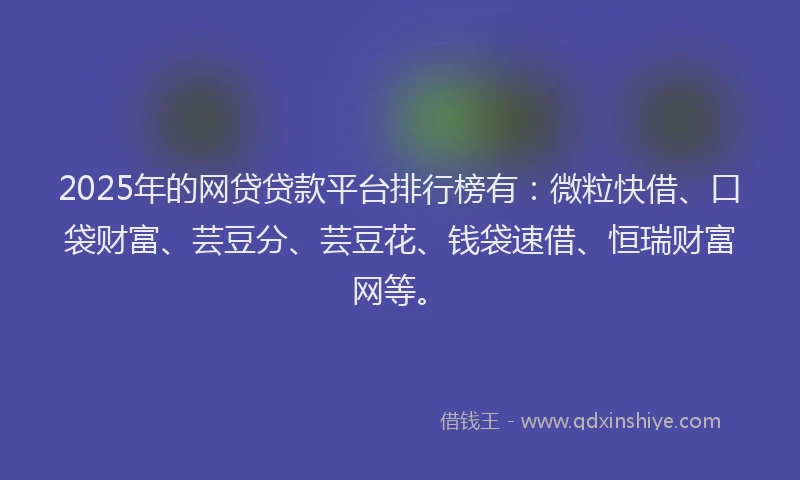 2025年的网贷贷款平台排行榜有：微粒快借、口袋财富、芸豆分、芸豆花、钱袋速借、恒瑞财富网等。
