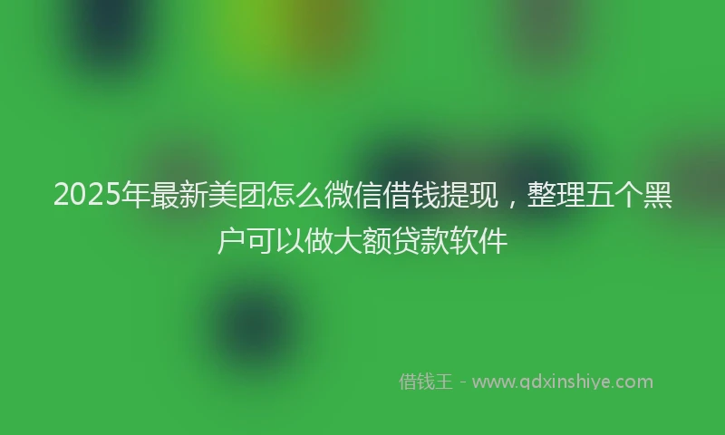 2025年最新美团怎么微信借钱提现，整理五个黑户可以做大额贷款软件