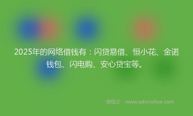 2025年的网络借钱有：闪贷易借、恒小花、金诺钱包、闪电购、安心贷宝等。