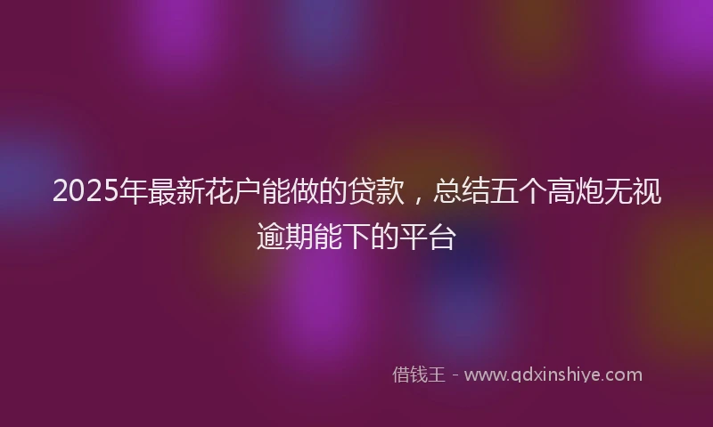 2025年最新花户能做的贷款，总结五个高炮无视逾期能下的平台