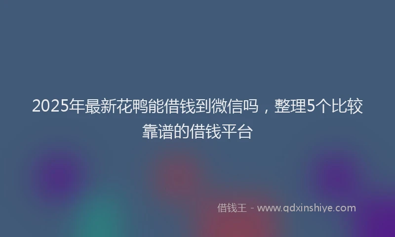 2025年最新花鸭能借钱到微信吗，整理5个比较靠谱的借钱平台