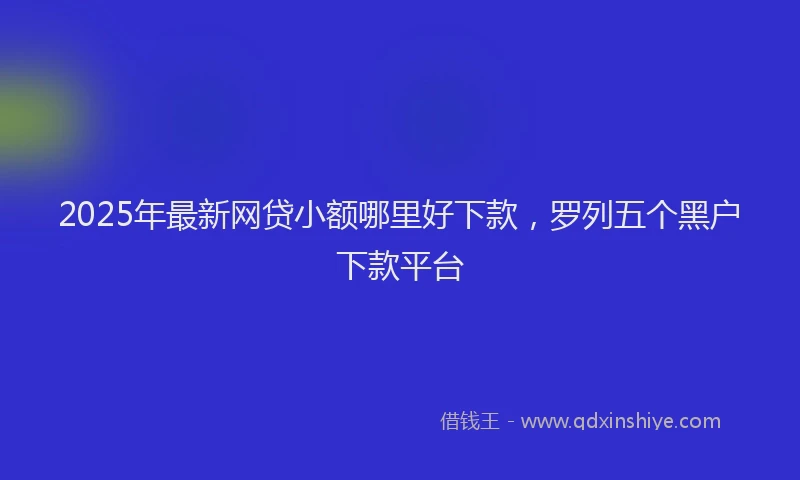 2025年最新网贷小额哪里好下款，罗列五个黑户下款平台