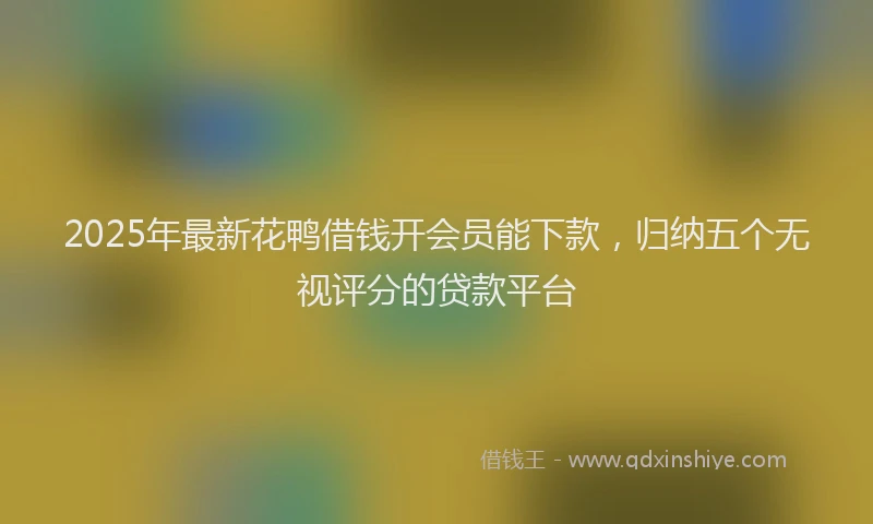 2025年最新花鸭借钱开会员能下款，归纳五个无视评分的贷款平台