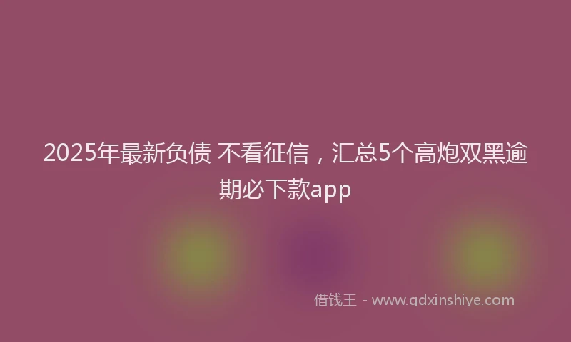 2025年最新负债 不看征信，汇总5个高炮双黑逾期必下款app