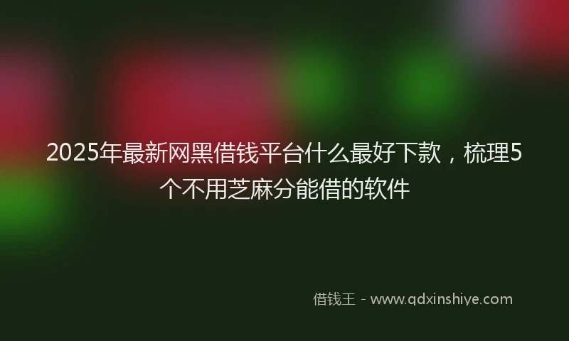 2025年最新网黑借钱平台什么最好下款，梳理5个不用芝麻分能借的软件