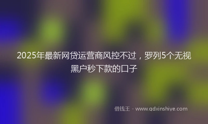 2025年最新网贷运营商风控不过，罗列5个无视黑户秒下款的口子