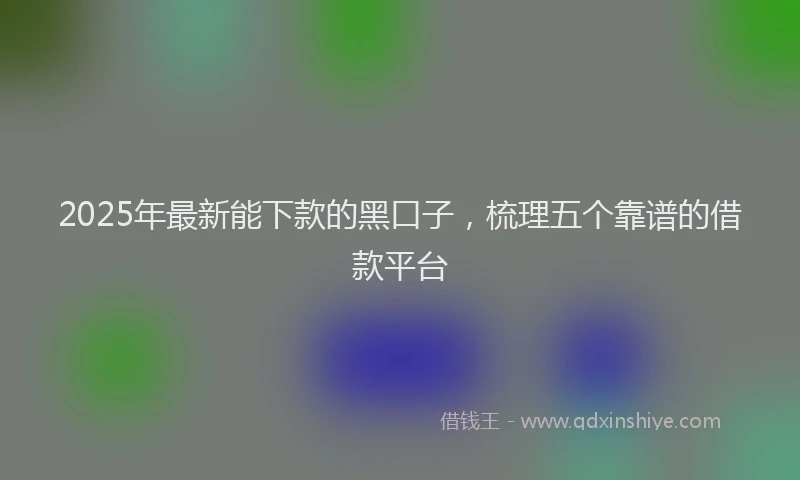 2025年最新能下款的黑口子，梳理五个靠谱的借款平台