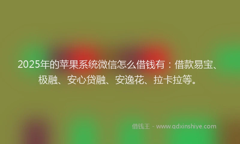 2025年的苹果系统微信怎么借钱有：借款易宝、极融、安心贷融、安逸花、拉卡拉等。