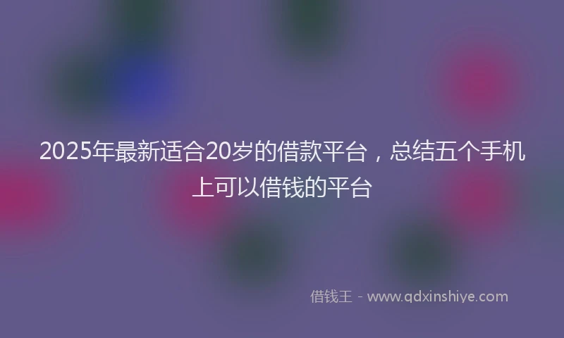 2025年最新适合20岁的借款平台，总结五个手机上可以借钱的平台