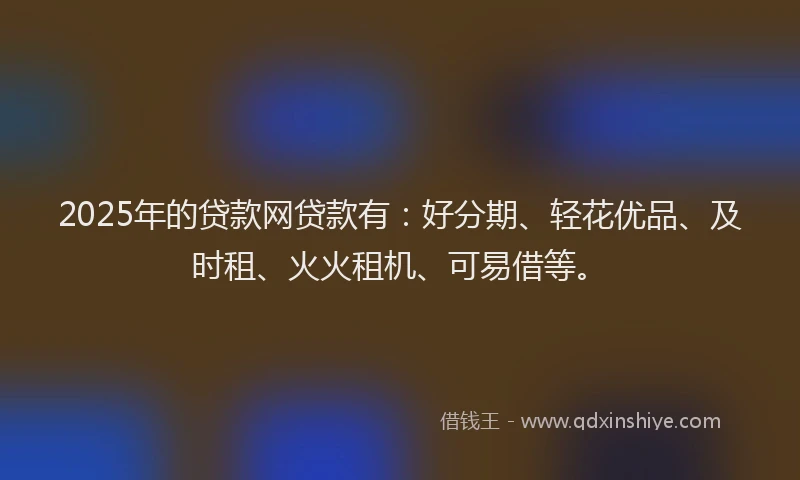 2025年的贷款网贷款有：好分期、轻花优品、及时租、火火租机、可易借等。