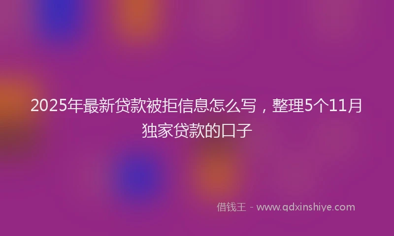 2025年最新贷款被拒信息怎么写，整理5个11月独家贷款的口子