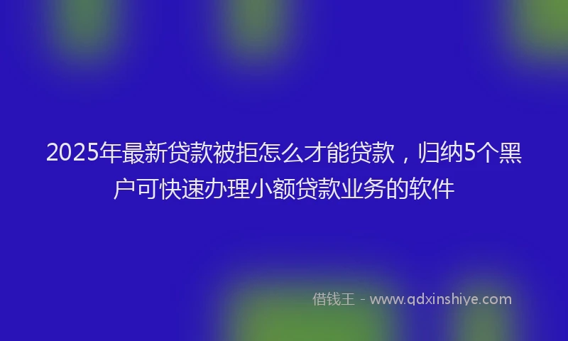 2025年最新贷款被拒怎么才能贷款，归纳5个黑户可快速办理小额贷款业务的软件