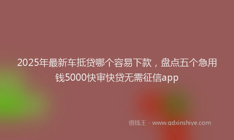 2025年最新车抵贷哪个容易下款，盘点五个急用钱5000快审快贷无需征信app