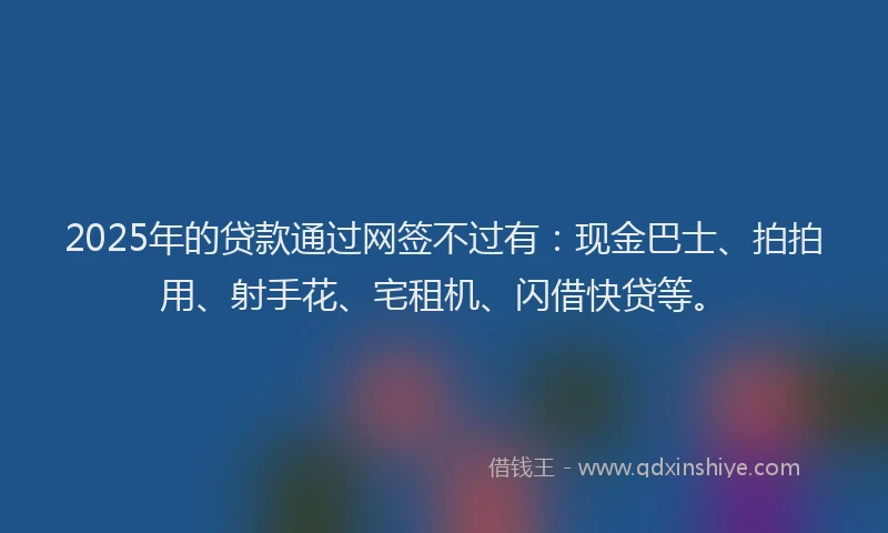 2025年的贷款通过网签不过有：现金巴士、拍拍用、射手花、宅租机、闪借快贷等。