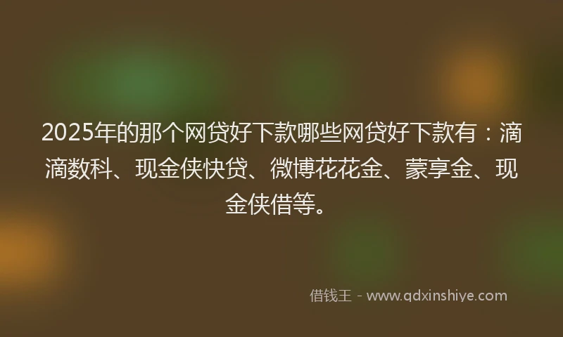 2025年的那个网贷好下款哪些网贷好下款有：滴滴数科、现金侠快贷、微博花花金、蒙享金、现金侠借等。