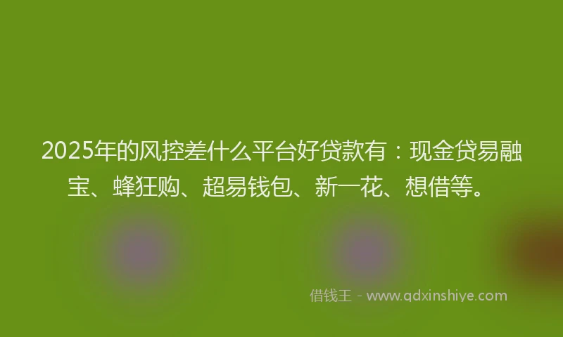 2025年的风控差什么平台好贷款有：现金贷易融宝、蜂狂购、超易钱包、新一花、想借等。